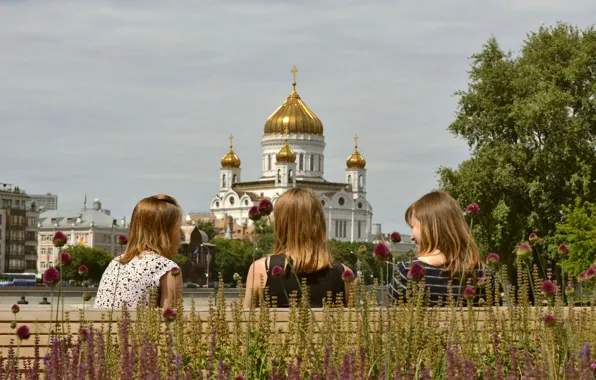 Girls, Park, friend, communication, HHS, the Church of Christ, Krymskiy Val, Museon