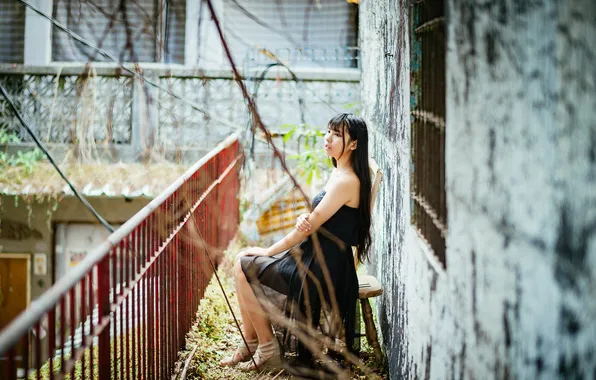 Girl, background, Asian