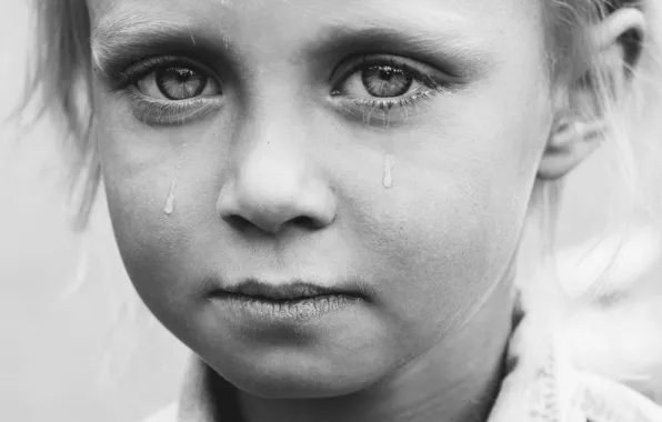 Picture Marteline Nystad, girl, monochrome, tears