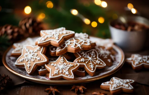 Cookies, Christmas, New year, figures, cookies, molds, cooking, AI art
