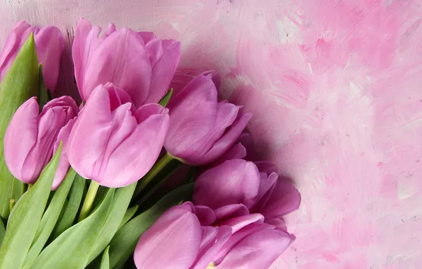Flowers, bouquet, tulips, wood, pink, flowers, tulips, spring