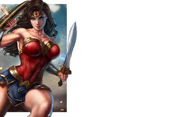 Girl, hot, sexy, woman, anime, wonder woman, babe, shield