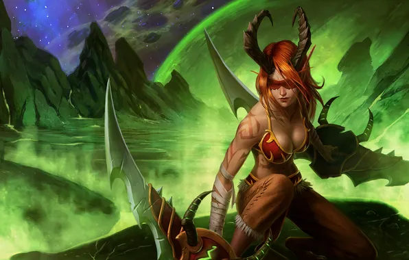 Elf, blade, sword, warcraft, wow, world of warcraft, Demon hunter