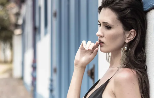 Girl, earrings, brunette