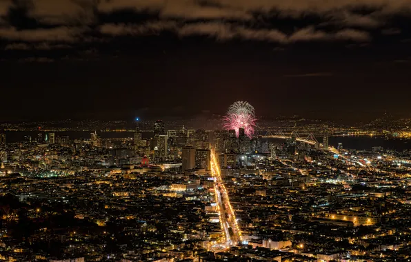 Picture the sky, night, the city, building, home, CA, panorama, San Francisco