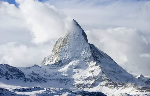 Picture the sky, clouds, snow, Mountains