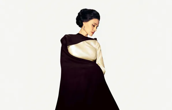 Dress, Angelina Jolie, Angelina Jolie, hairstyle, white background, Maria, poster, Maria
