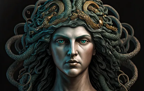 Picture stone, Greek mythology, medusa-, venomous snakes