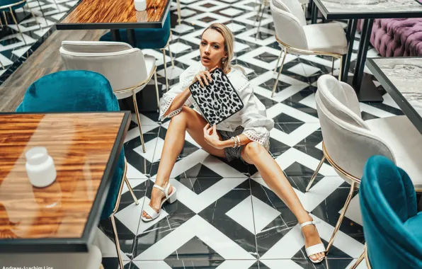 Girl, pose, model, shorts, chairs, portrait, makeup, hairstyle