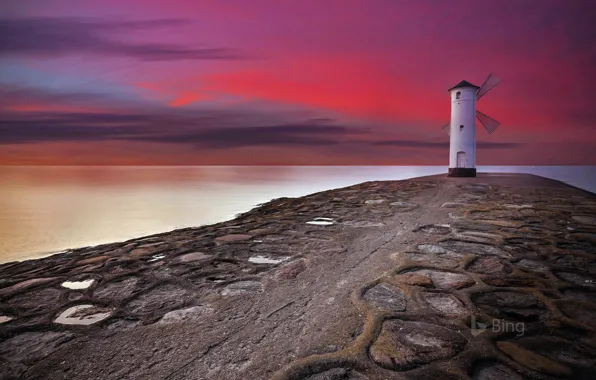 Picture clouds, lighthouse, Poland, glow, Świnoujście, Rod Mill