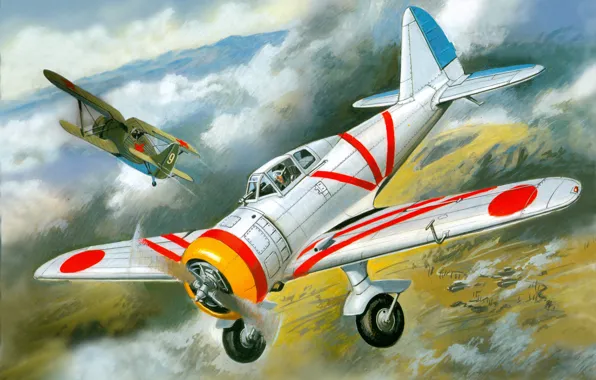 The sky, figure, battle, art, air, aircraft, Japanese, -153