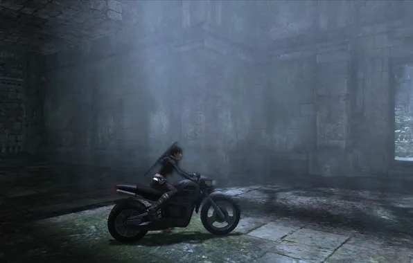 Girl, motorcycle, screenshot, Tomb Raider
