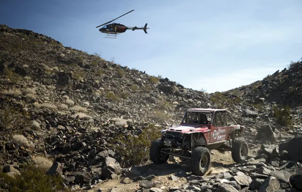 Picture desert, jeep, helicopter, desert, jeep