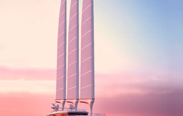 The evening, sailing, trimaran