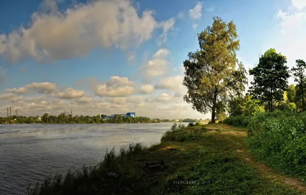 Clouds, trees, river, serg-Sergeyev