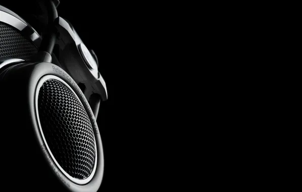 Macro, black and white, minimalism, headphones