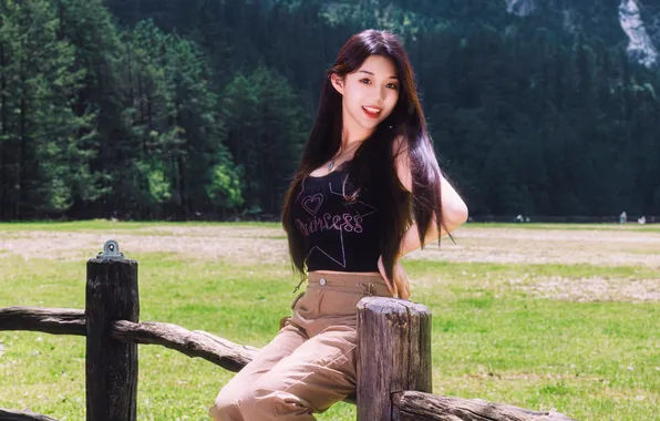 Beautiful, Asian, Model, Smile, Woman, Trees, Pretty, Sunny