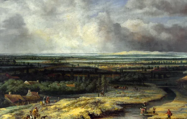 Nature, picture, genre, Koninck Philips, Landscape with Hawk Hunting