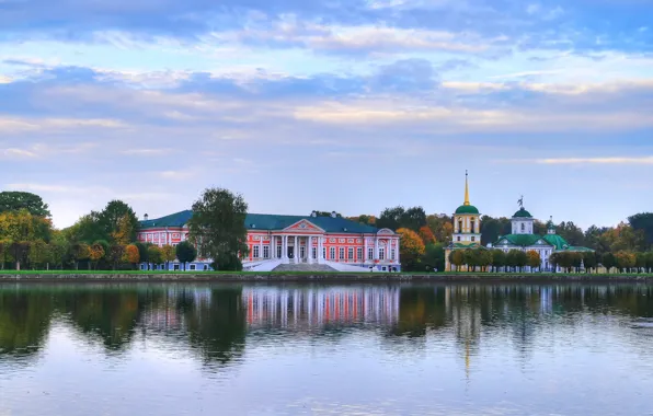 Autumn, Moscow, morning, beautiful, estate, Sheremetyevo, Kuskovo