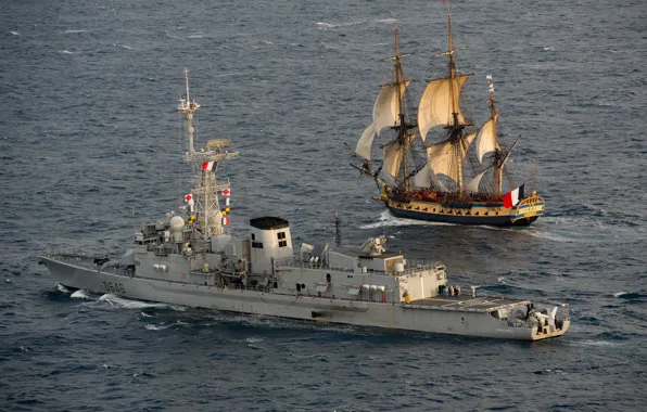 French Navy, 32 gun sailing frigate class Concorde, The Frigate Hermione, Marine Nationale, Destroyer type …
