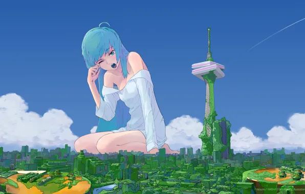 Girl, the city, ruins, vocaloid, hatsune miku