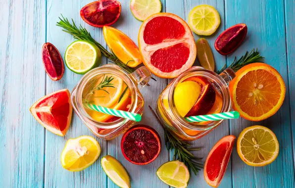 Orange, lime, drinks