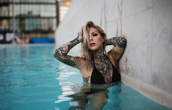 Girl, pool, tattoo, Madison, Jesse Duke