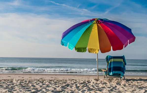 Sea, beach, summer, landscape, umbrella