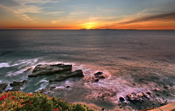 Sea, the sky, clouds, landscape, sunset, nature
