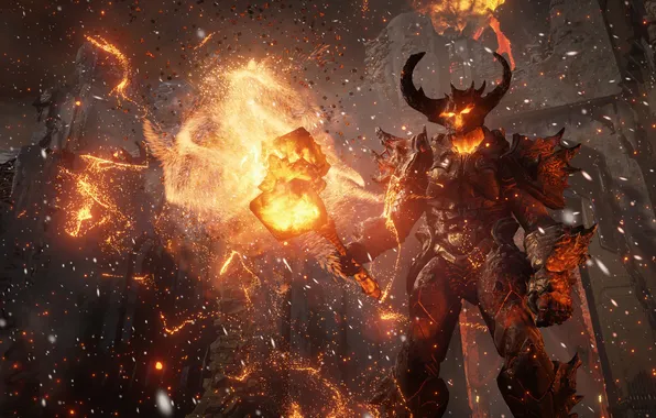 Picture flame, hammer, the demon, fortress, unreal engine 4
