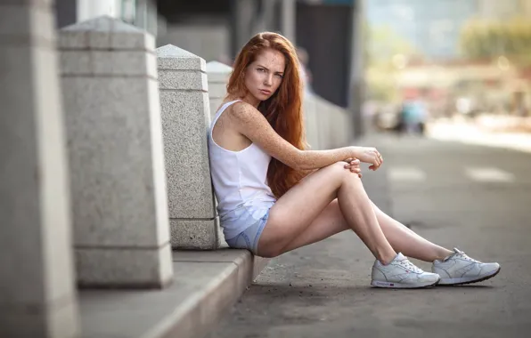 Picture shorts, Mike, freckles, legs, Maria Lazareva