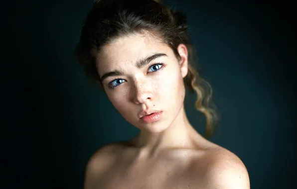 Picture girl, portrait, freckles, the beauty, bokeh, Alexander Vinogradov