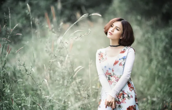 Girl, nature, pose