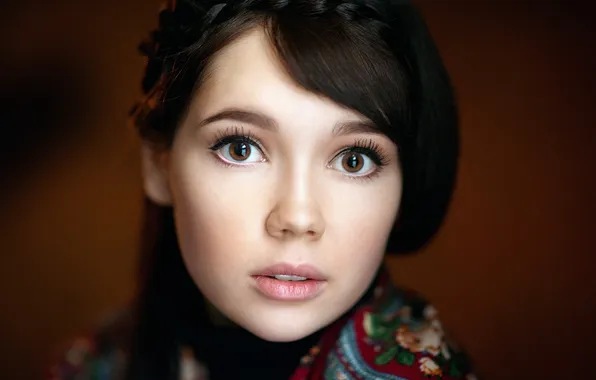 Picture portrait, brown-eyed, Ekaterina Ermakova, Katya Ermakova