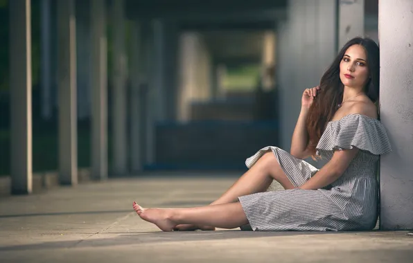 Look, girl, hair, dress, legs, bokeh