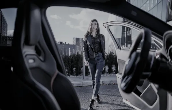 Mercedes, auto, model, beauty, brunette