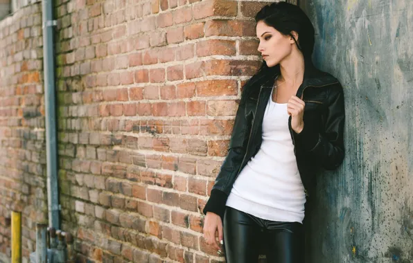 Picture girl, jacket, cute, leather