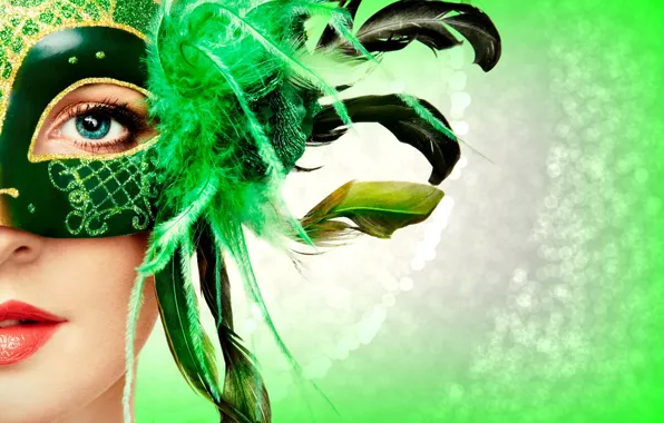 Picture girl, face, mask, lips