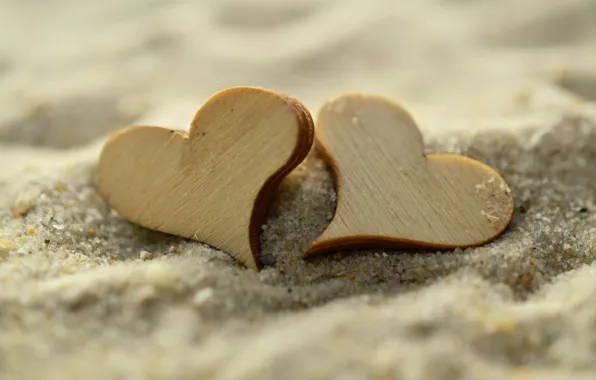 Picture sand, macro, hearts, figures