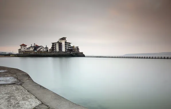 Sea, bridge, England, Weston-super-Mare