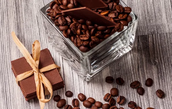 Picture coffee, chocolate, grain, waffles, beans, coffee