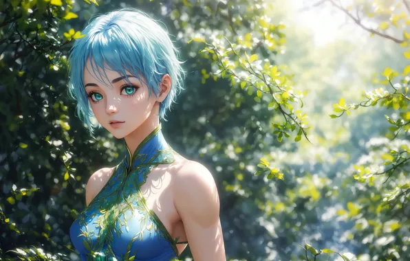 Girl, fantasy, art, painting, digital art, fantasy art, fantasy girl, aqua hair