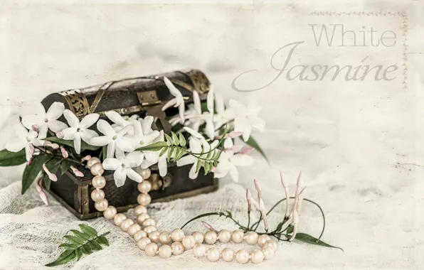White, leaves, necklace, chest, Indian Jasmine