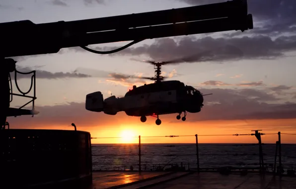 Helicopter, cruiser, deck, Peter The Great