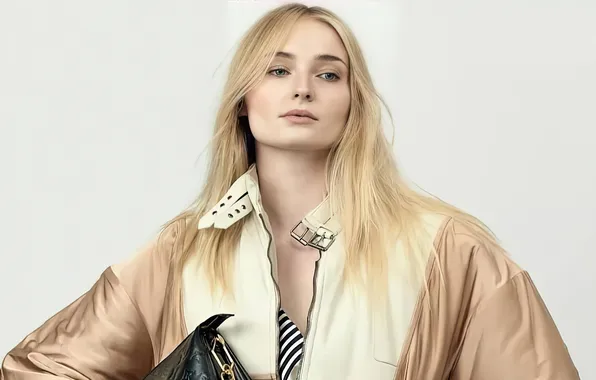 Look, actress, jacket, hairstyle, blonde, bag, beauty, background
