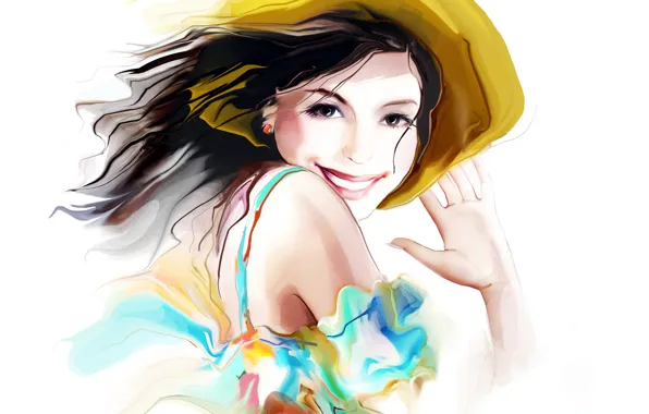 Smile, mood, the wind, hair, figure