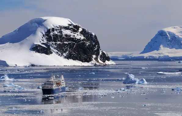 Sea, ship, ice, Antarctica