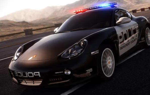 Picture road, auto, police, chase, Porsche, need for speed, hot pursuit, flashers