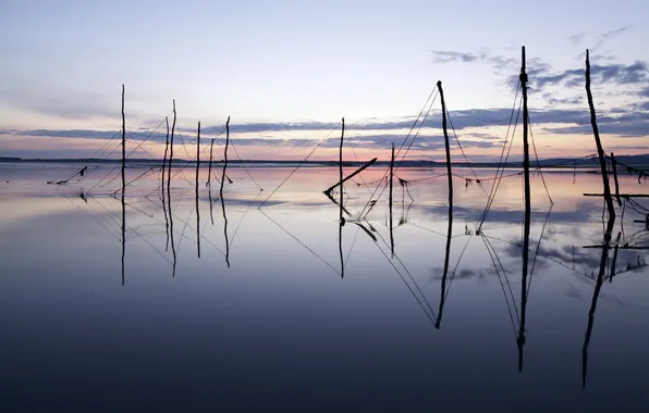 Picture landscape, sunset, network, lake