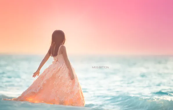 Picture sea, background, girl